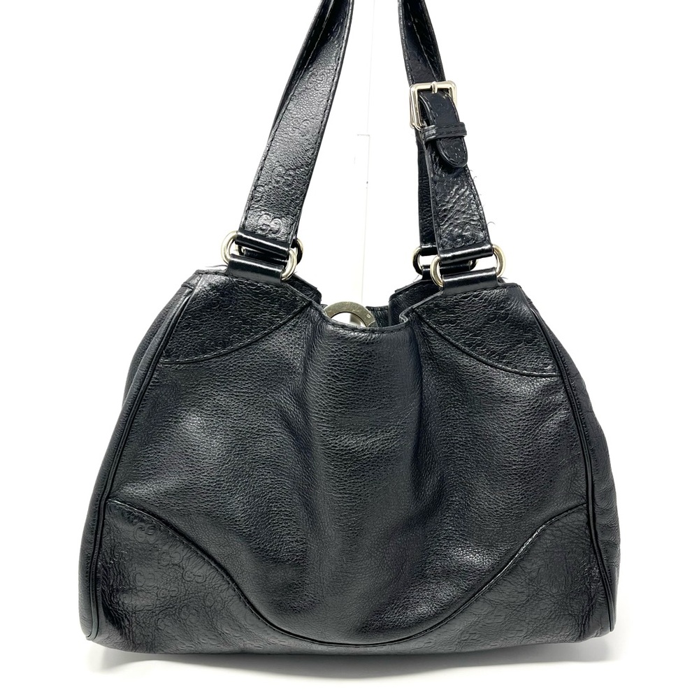 Vintage Gucci Charlotte GG Logo Monogram Shoulder Hobo Bag Tote Black Leather - Picture 3 of 14